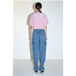 Vaquero mom fit de tiro alto Azul