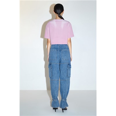 Vaquero mom fit de tiro alto Azul