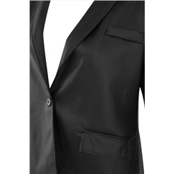 Siyah  Büyük Beden Dokuma Suni Deri Blazer Ceket TBBAW26AG00013