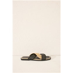 Sandalias rafia tiras cruzadas negro