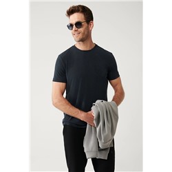 Avva Erkek Antrasit Soft Touch Bisiklet Yaka Göğsü Baskılı Standart Fit Normal Kesim T-Shirt A32Y1008