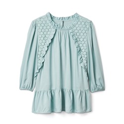 Lace cascade ruffle top