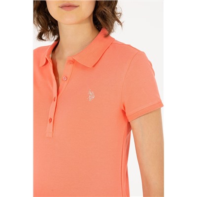 Kadın Somon Basic Polo Yaka Tişört