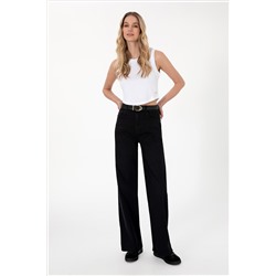Kadın Siyah Loose Fit Jean Pantolon