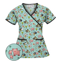 UA Country Time Cool Blue Mock Wrap Scrub Top