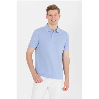 Erkek Mavi Basic Polo Yaka Tişört