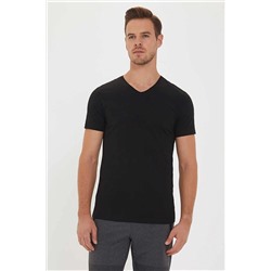 Lee Cooper Erkek Kaleb V Yaka T-Shirt Siyah 192 LCM 242083