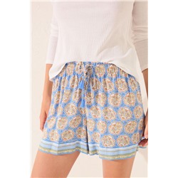 Pantalón corto viscosa estampado azul
