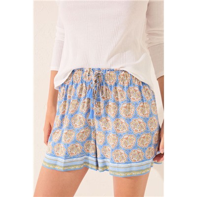 Pantalón corto viscosa estampado azul