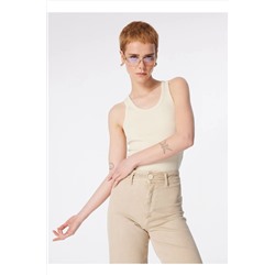 Lee, U Yaka Bej Kadın T-Shirt L241615A92-Kolsuz T-shirt