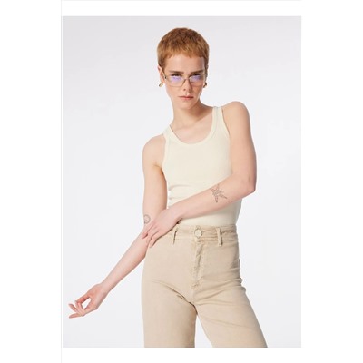 Lee, U Yaka Bej Kadın T-Shirt L241615A92-Kolsuz T-shirt