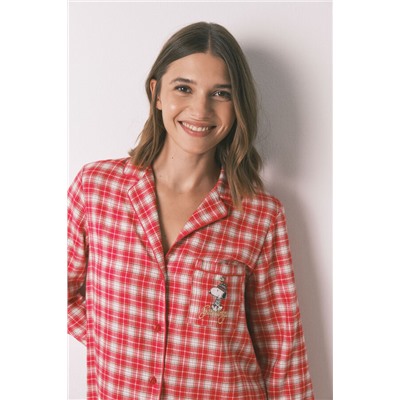 Camisón corto algodón estampado cuadros Snoopy