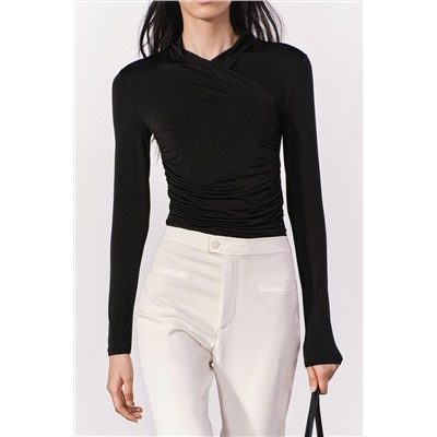 DRAPED VISCOSE T-SHIRT
