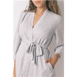 Bata larga "maternity" pointelle gris oscuro