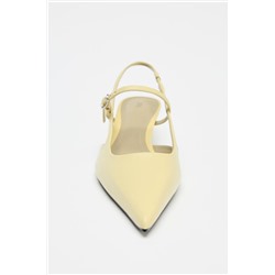LEATHER KITTEN HEEL SLINGBACK SHOES