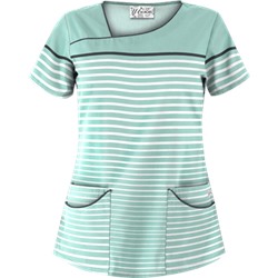 UA Sassy Stripes Cool Blue Scrub Top