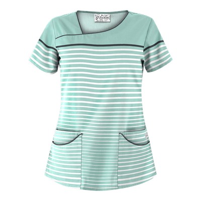UA Sassy Stripes Cool Blue Scrub Top