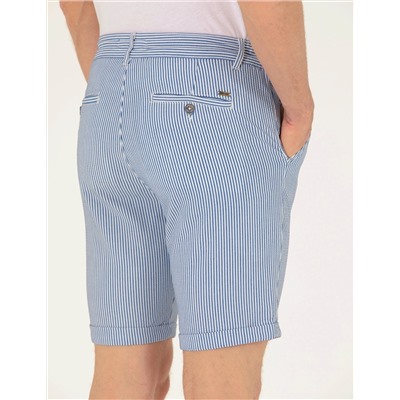 Koyu Mavi Slim Fit Beli Lastikli Şort Şort