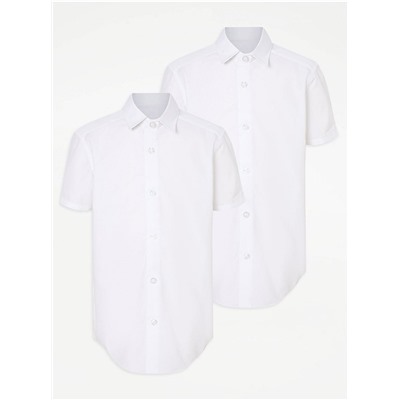 Easy On Boys White Short Sleeve School Shirt 2 Pack
