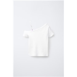 CAMISETA ASIMÉTRICA RIB ABALORIOS
