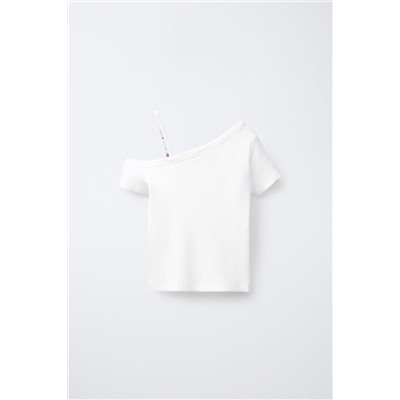 CAMISETA ASIMÉTRICA RIB ABALORIOS