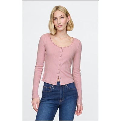 Cropped Pointelle Cardigan