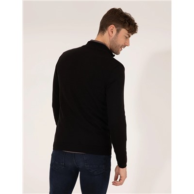 Siyah Slim Fit Triko Hırka