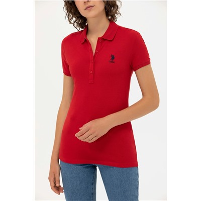Kadın Kırmızı Basic Polo Yaka Tişört
