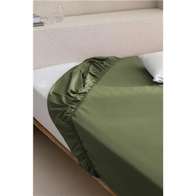 Manon King Size Plus %100 Pamuk Ranforce Lastikli Çarşaf - Haki