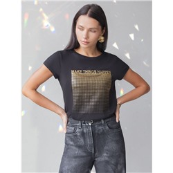 Нарядная футболка с блестящим принтом