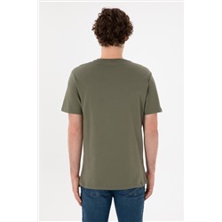 Erkek Regular Fit Bisiklet Yaka Haki Basic Tişört