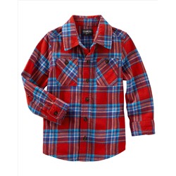 2-Pocket Plaid Button-Front Shirt