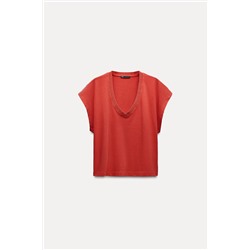 FADED-EFFECT T-SHIRT WITH A V-NECKLINE
