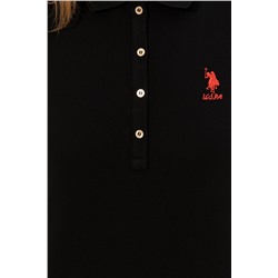 Kadın Siyah Basic Polo Yaka Tişört