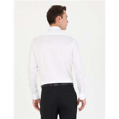 Beyaz Slim Fit Uzun Kollu Basic Gömlek