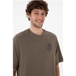 Erkek Oversize Fit Bisiklet Yaka Vizon Tişört