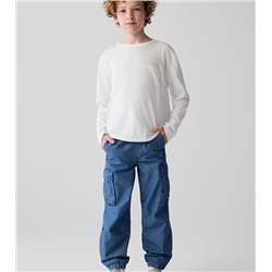 Kids Denim Parachute Cargo Pants