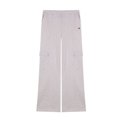 Pantalón largo flare felpa gris