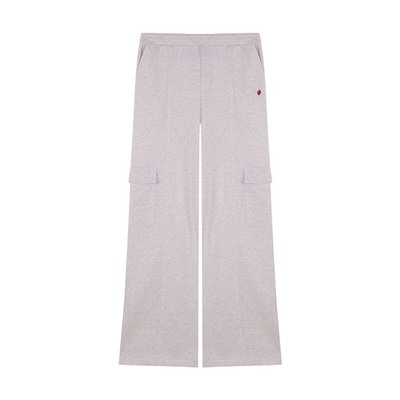 Pantalón largo flare felpa gris