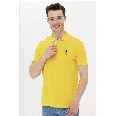 Erkek Koyu Sarı Basic Polo Yaka Tişört