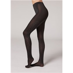 Blickdichte Strumpfhose aus Mikrofaser mit changierendem Strass