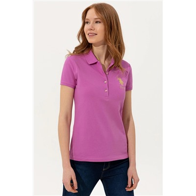 Kadın Menekşe Basic Polo Yaka Tişört