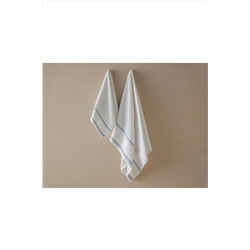 English Home Lega Pamuklu Armürlü Yüz Havlusu Seti 50x80+30x45 Cm Ekru-açık İndigo 10040306