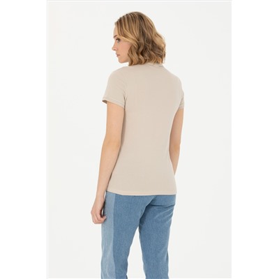 Kadın Taş Basic Polo Yaka Tişört