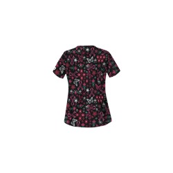 UA Celebrate Pink Black Scrub Top