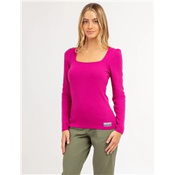 LONG SLEEVE SQUARE NECK RIBBED TOP