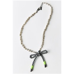 FAUX PEARL AND CORD BOW NECKLACE