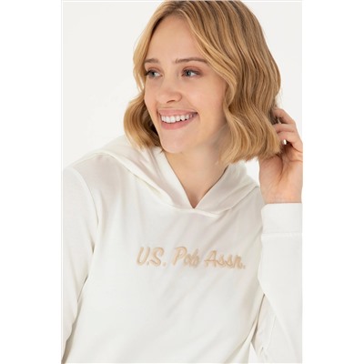 Kadın Ekru Kapüşonlu Sweatshirt