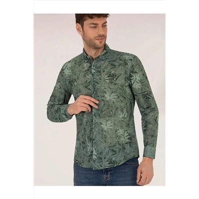 Pierre Cardin Haki Slim Fit Uzun Kollu Gömlek G021SZ004.000.1608942.VR027