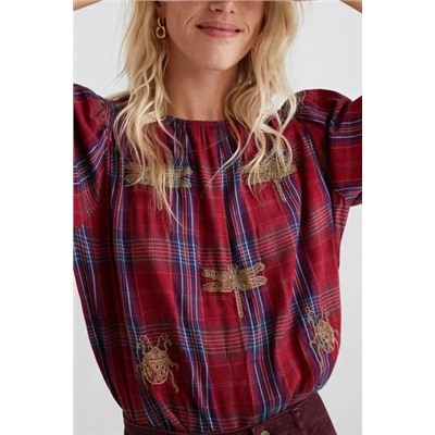 Blusa loose tartán